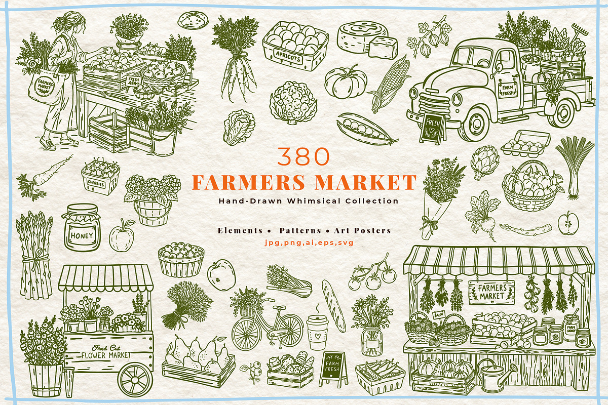 Farmers Market Clipart Naive Vector, a Food Illustration by SunnJaneArt (Photo 1 of 18)