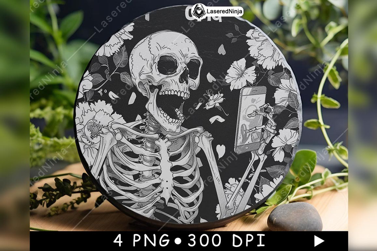 Skeleton Looking on Cellphone Flower, a Background Graphic by LaseredNinja (Photo 2 of 7)
