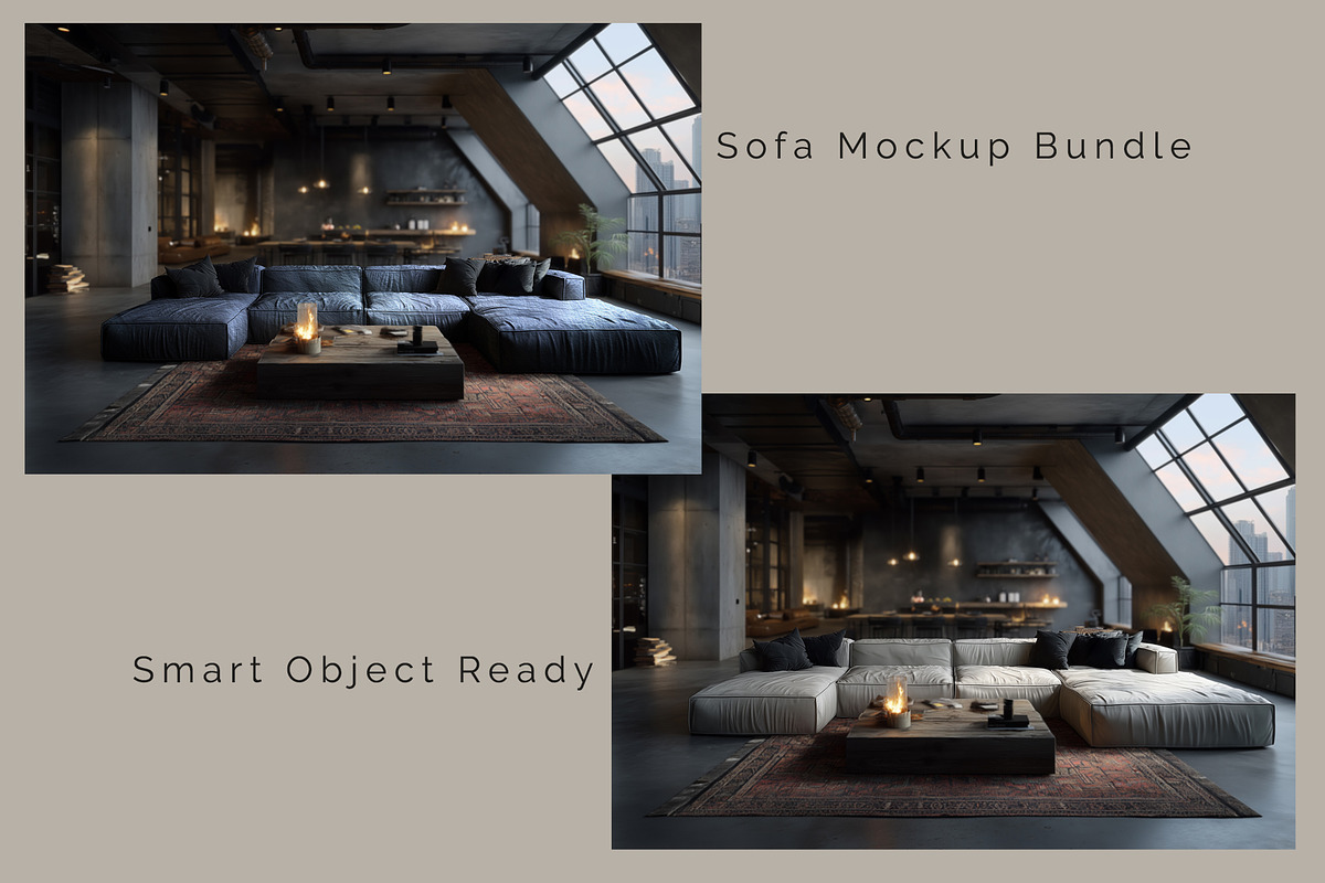 Loft Sofa Mockup Bundle, a Household Mockup by Vika_Softlife (Photo 7 of 8)