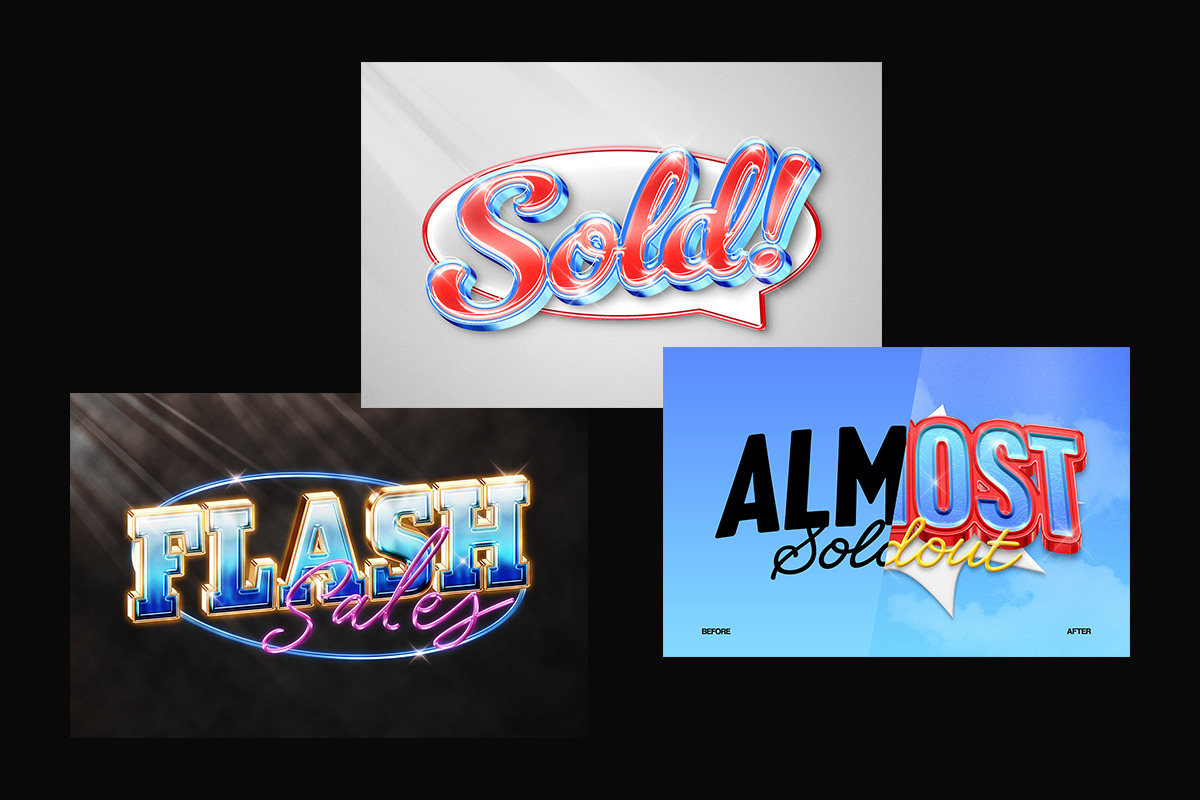 3D Retro Sale Text Effect, a Layer Style Add-On by Matsero (Photo 2 of 4)