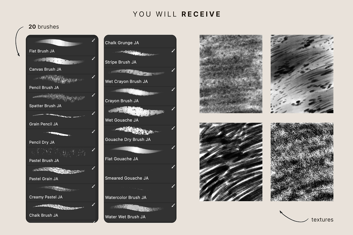 20 Photoshop Mix Media Brushes, a Brush Add-On by Jenteva Art (Photo 10 of 11)