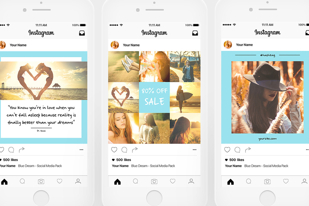 Blue Dream Social Media Pack, a Social Media Template by Helga_Design (Photo 2 of 8)