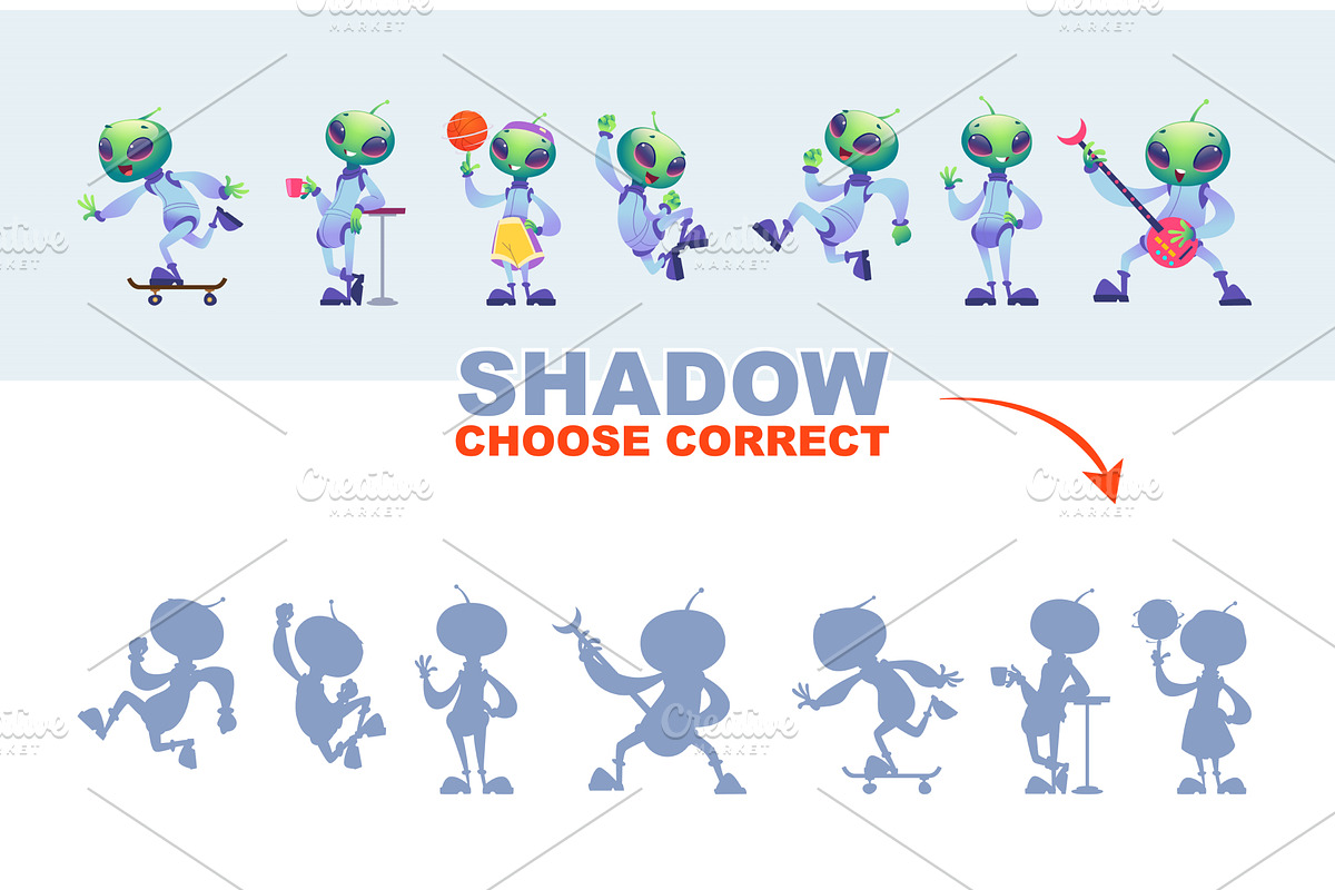 Shadow correct. smart game for kids, an Education Illustration by Onyx