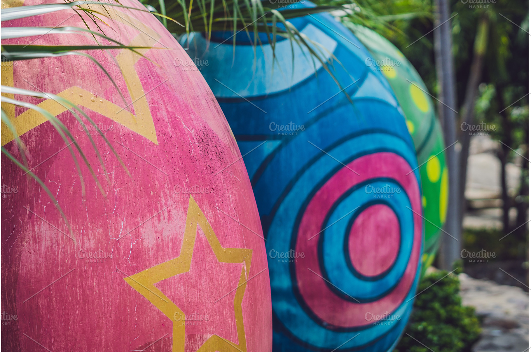 Multicolored eggs in the grass, a Holiday Photo by Elizaveta Galitskaya