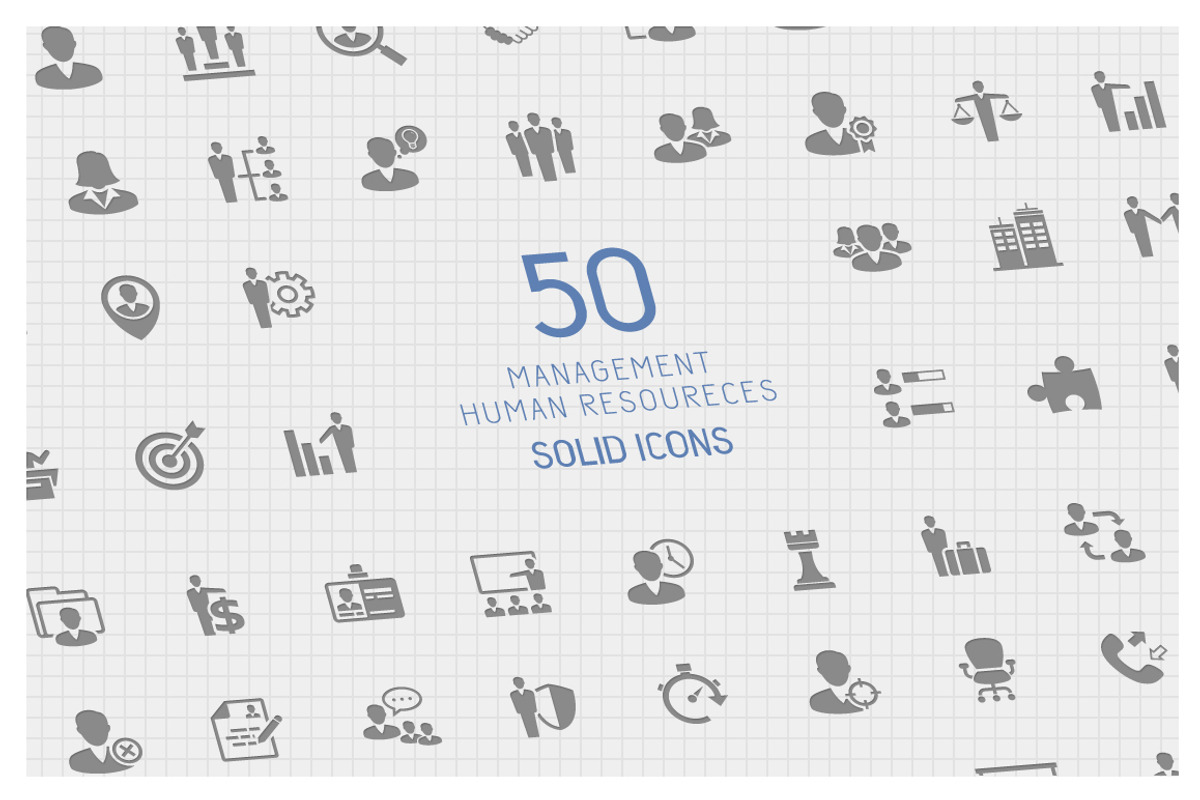 50 Management Solid Icons preview 2
