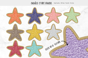 Chenille Embroidery Pastel Stars