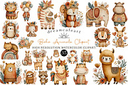 Watercolor Boho Animals Clipart, an Illustration by DreamCafeArt (Thumbnail 1 of 6)