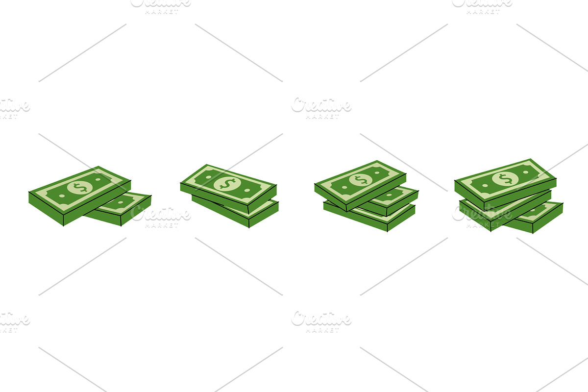 Set of dollar bills. Finance, a Finance Illustration by GraphiShop