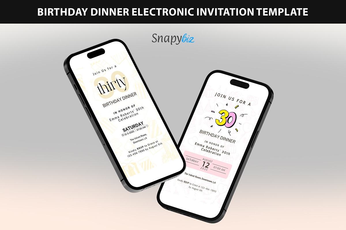 Birthday Dinner Invitation Canva PDF, an Invitation Template by Snapybiz (Photo 1 of 12)