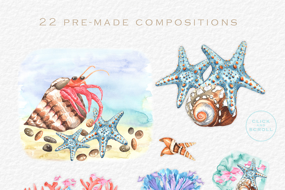 Watercolor Undersea world clipart, an Animal Illustration by GevelStudio (Photo 7 of 10)
