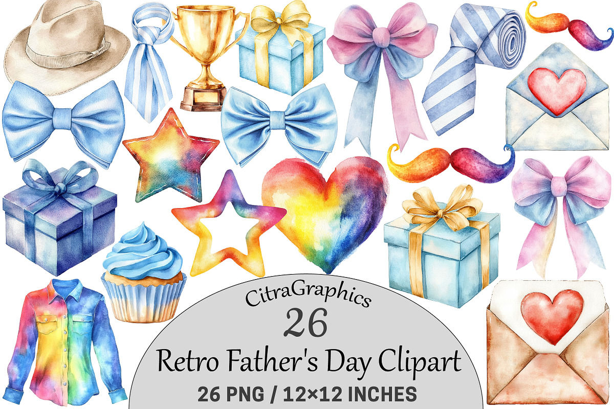Retro Father's Day PNG Clipart, a Seasonal Illustration by CitraGraphics (Photo 1 of 6)