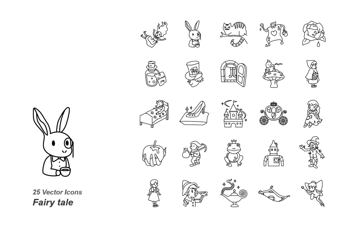 Fairy tale outlines vector icons, an Icon by Jisun Park