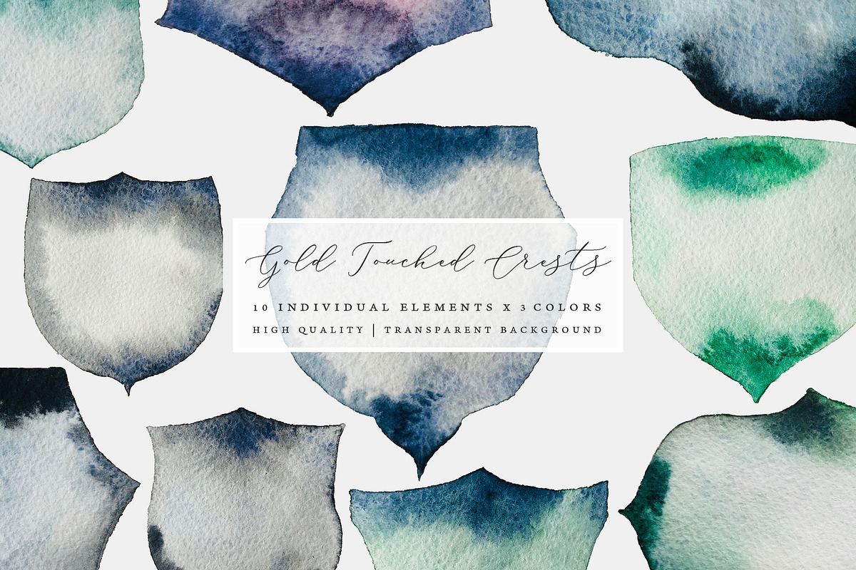 Gold Touched Watercolor Crests, an Object Graphic by OM Creativ (Photo 4 of 7)