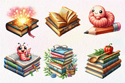 Bookworm Watercolor Clipart, an Illustration by Dream Creation (Thumbnail 7 of 7)
