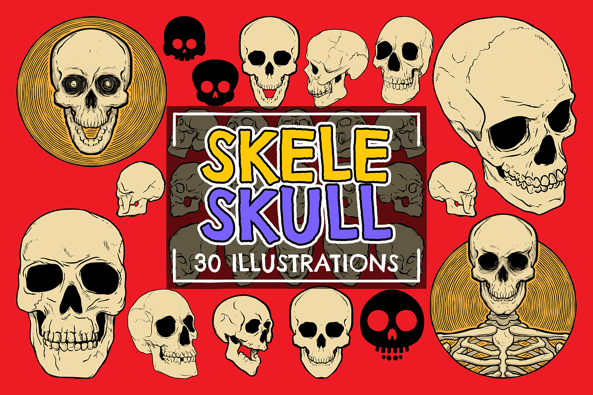 Skele Skull Vector Pack, an Illustration by Vectory by BSC (Photo 1 of 3)