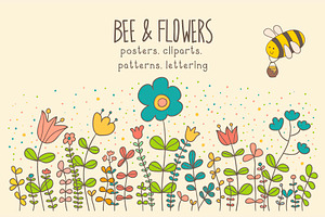 Bee and flowers