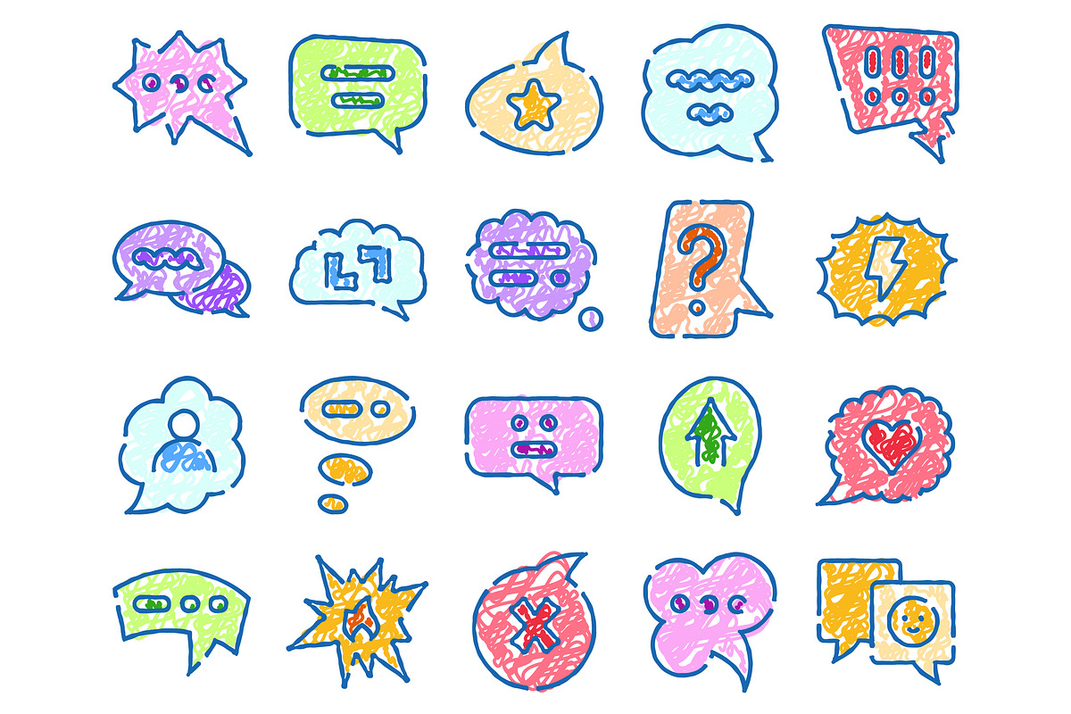 Colorful doodle chat speech bubble, an Object Graphic by pikepicture (Photo 2 of 3)