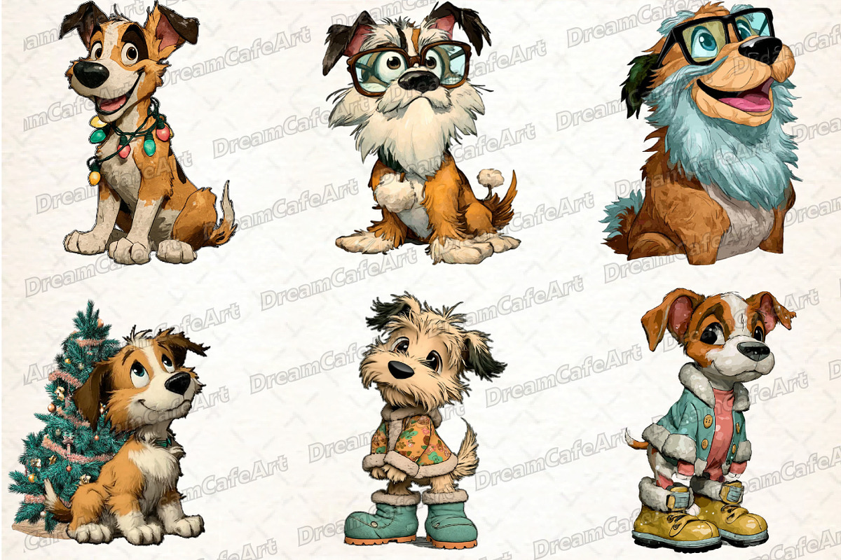 Funny Christmas Dog Clipart, an Illustration by DreamCafeArt (Photo 6 of 8)