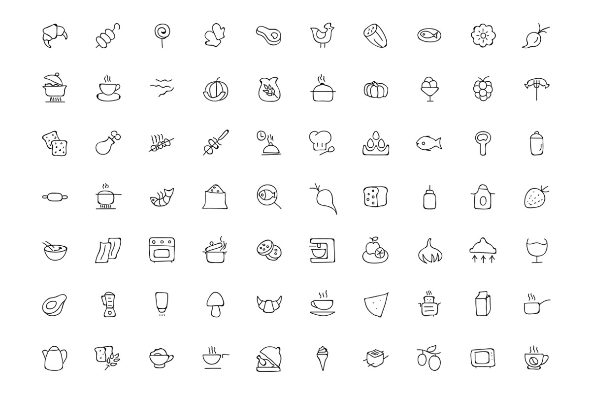 300 Food Hand Drawn Doodle Icons, an Outline Icon by Creative Stall (Photo 4 of 5)