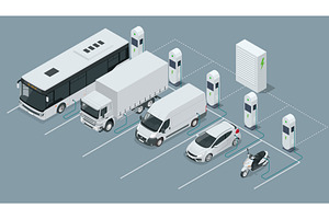 Isometric illustration of electric, a Transportation Illustration by Golden Sikorka