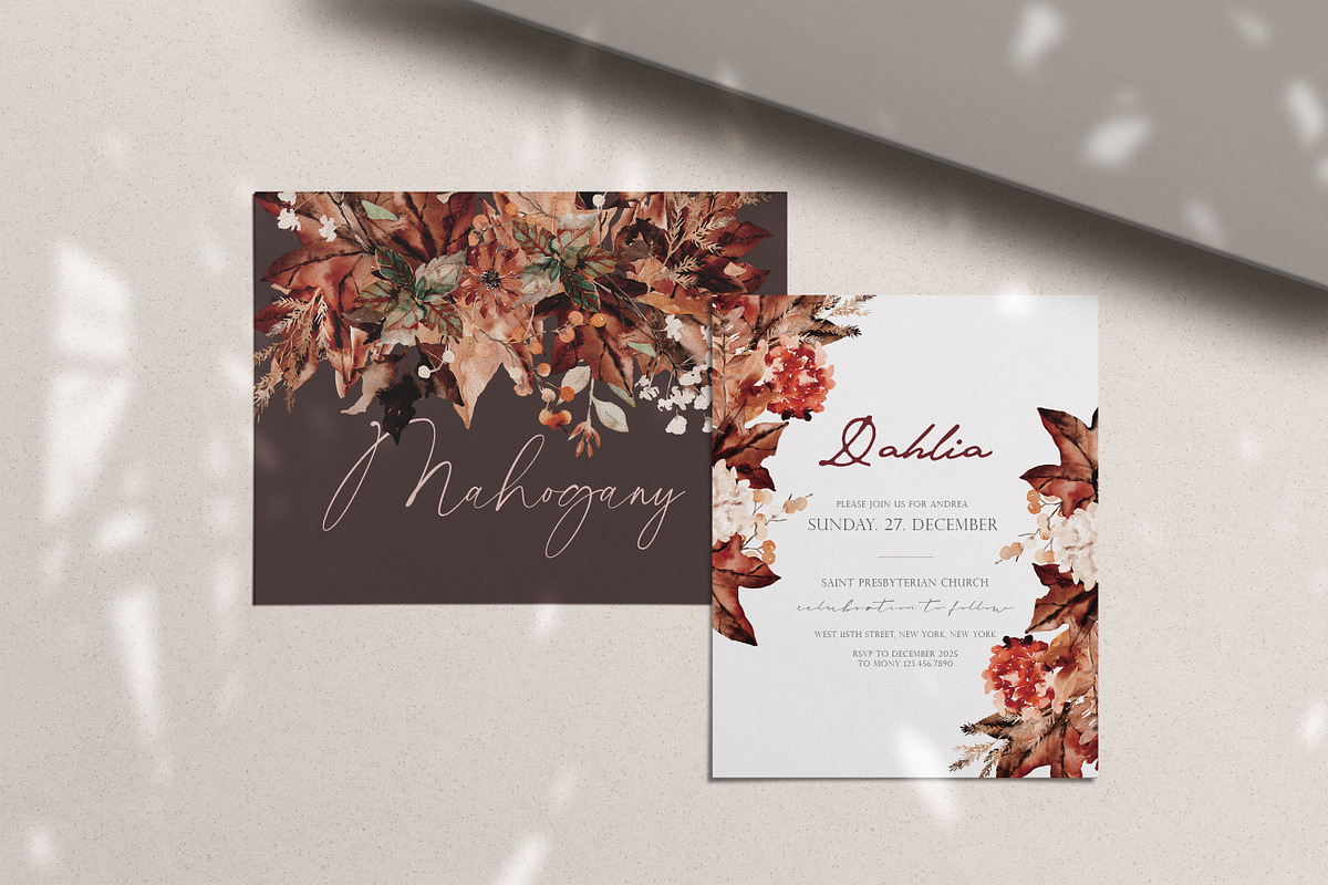 Watercolor Clipart - MAHOGANY FALL, a Decorative Illustration by Beigetime (Photo 9 of 15)