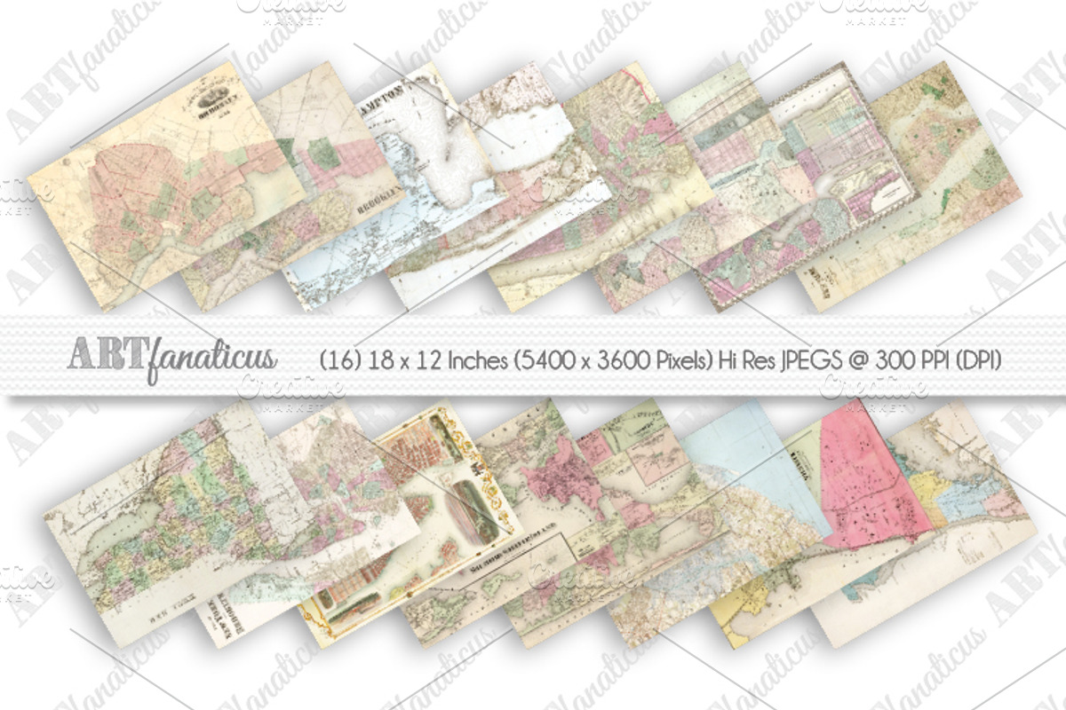 XL MANHATTAN & AREA VINTAGE MAPS, an Illustration by Artfanaticus (Photo 2 of 4)