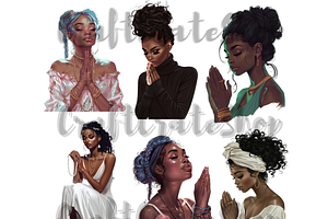 Praying Believers Black Girl Clipart