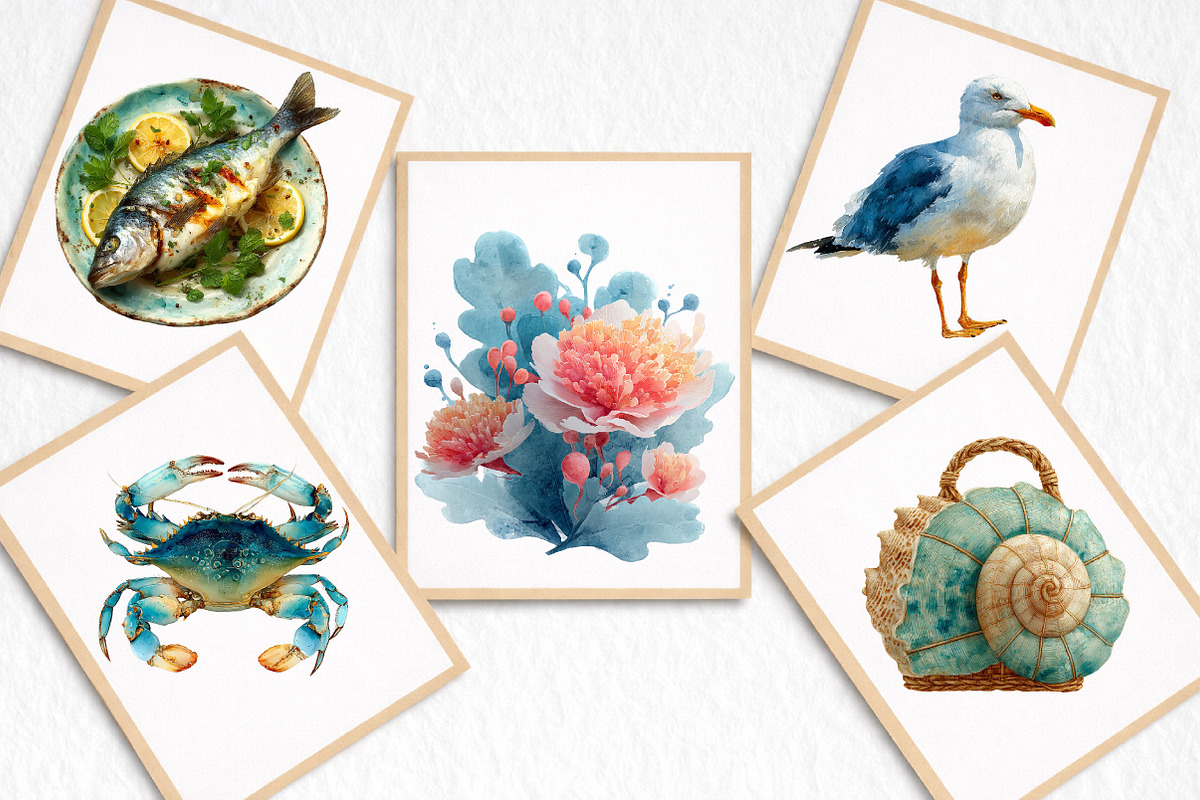 Watercolor Beach Vibes Clipart, an Illustration by DreamArtGraphic (Photo 7 of 8)