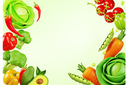 3d background with fresh vegetables, a Food & Drink 3D Model by Marozhkastudio