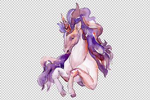 Magic Blue And Pink Unicorns PNG Set