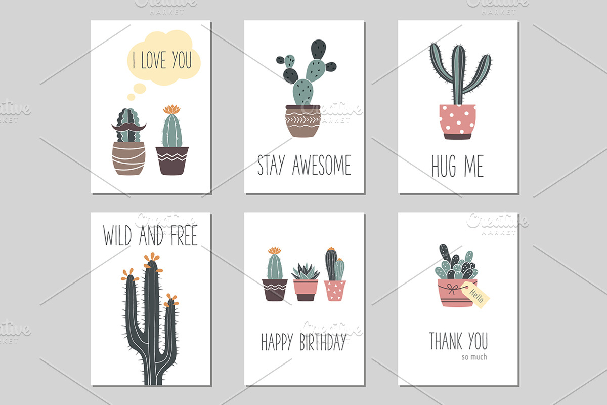 Cactus and succulents greeting cards, a Card Template by Paper Cards (Photo 1 of 4)