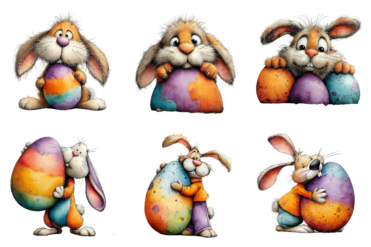 Funny easter bunny clipart, an Illustration by SinaCreation (Photo 5 of 11)
