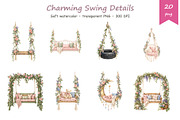 Watercolor Swing Clipart, a Decorative Illustration by BerryPieArt (Thumbnail 3 of 4)