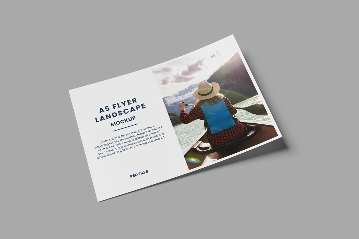 A5 Flyer Landscape Mockup, an Advertising Mockup by AndikaGraphic (Photo 2 of 8)