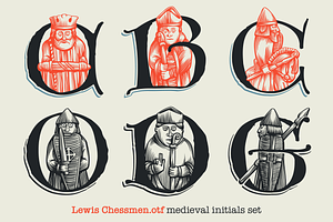 Lewis Chessmen Medieval Initials, a Blackletter Font by kaer_shop