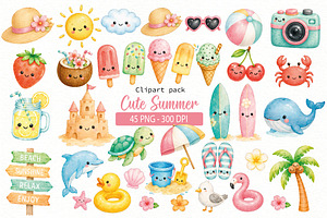 Watercolor Summer Clipart PNG