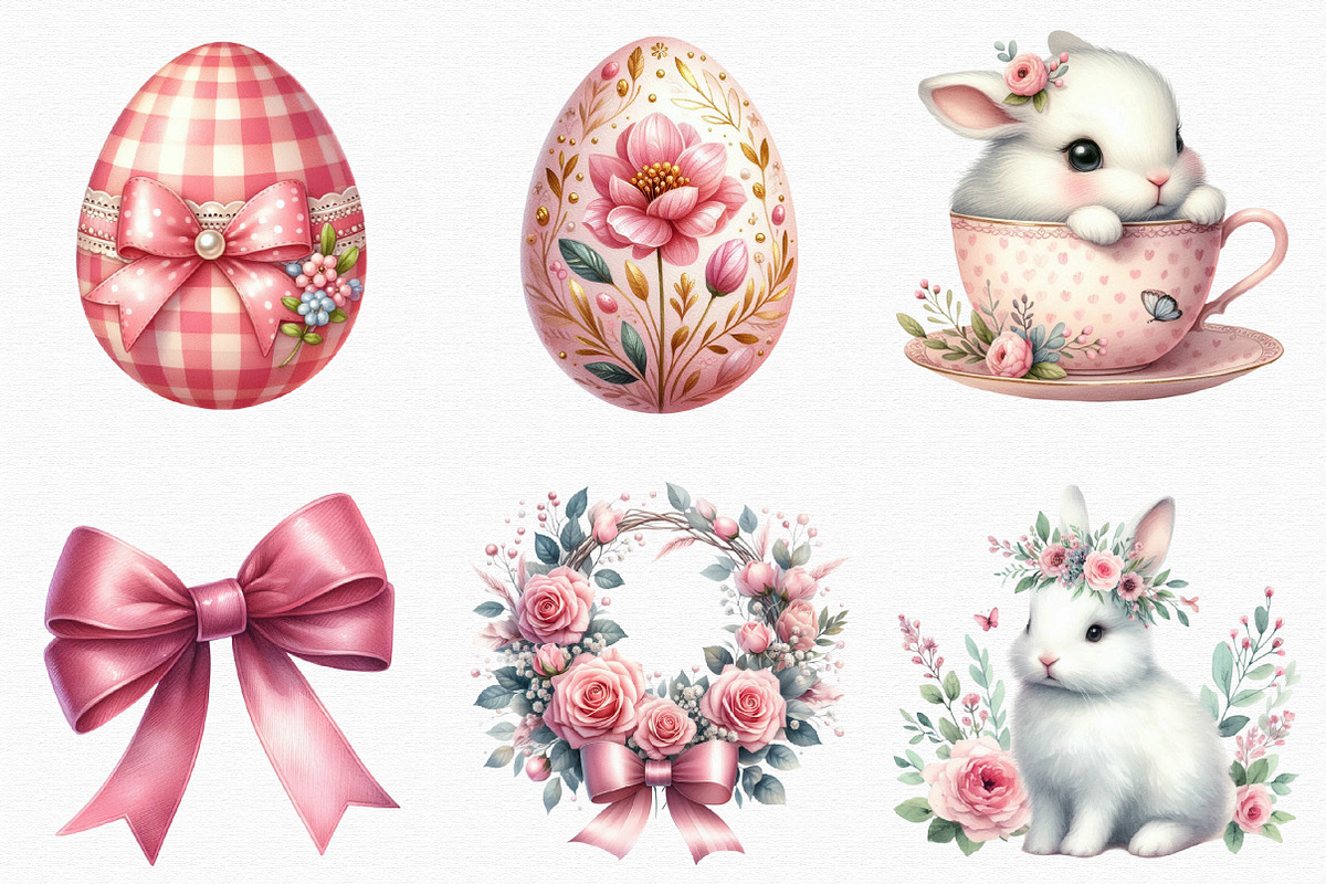 Pink Coquette Easter Clipart, an Illustration by SinaCreation (Photo 2 of 5)