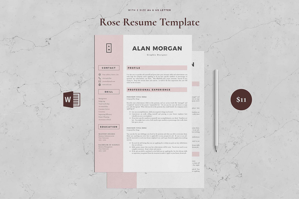 Resume Template 4 Page - Rose, a Resume Template by Aprilea (Photo 1 of 6)