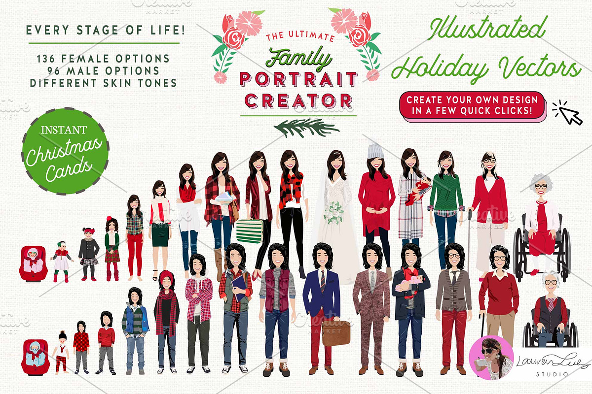 Christmas - Family Portrait Creator, an Illustration by Lauren Lesley Studio (Photo 13 of 14)