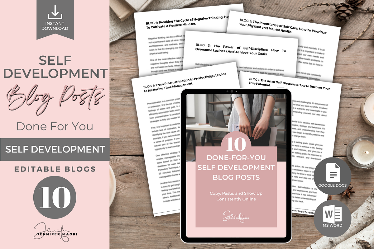 DFY SELF DEVELOPMENT BLOG POSTS, a Templates & Theme by Jennifer Magri Templates (Photo 1 of 8)