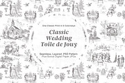 Classic Wedding Toile de Jouy Print, a Background Graphic by Hughes Studio (Thumbnail 1 of 6)