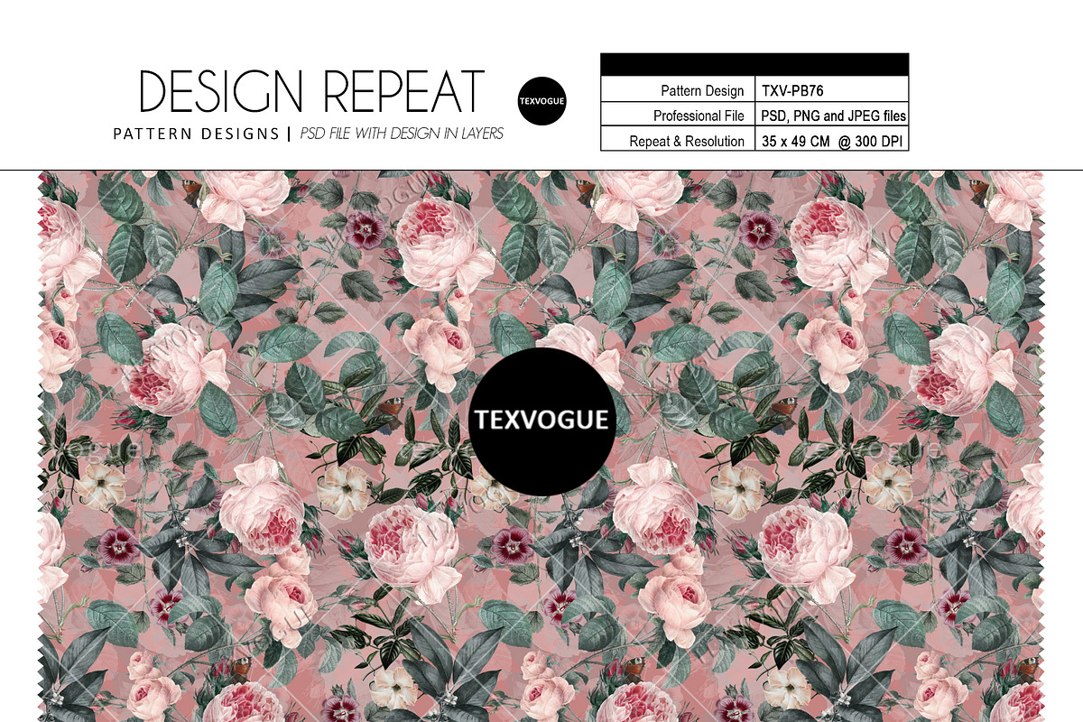 Vintage Roses - Seamless Patterns, a Pattern Graphic by texvogue (Photo 2 of 11)