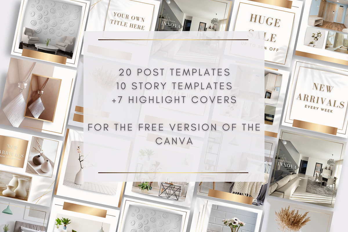 White and Gold Instagram Templates, a Social Media Template by Innova Studio (Photo 2 of 9)
