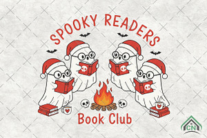 Festive Ghost Reading PNG, an Illustration by Craft Nest