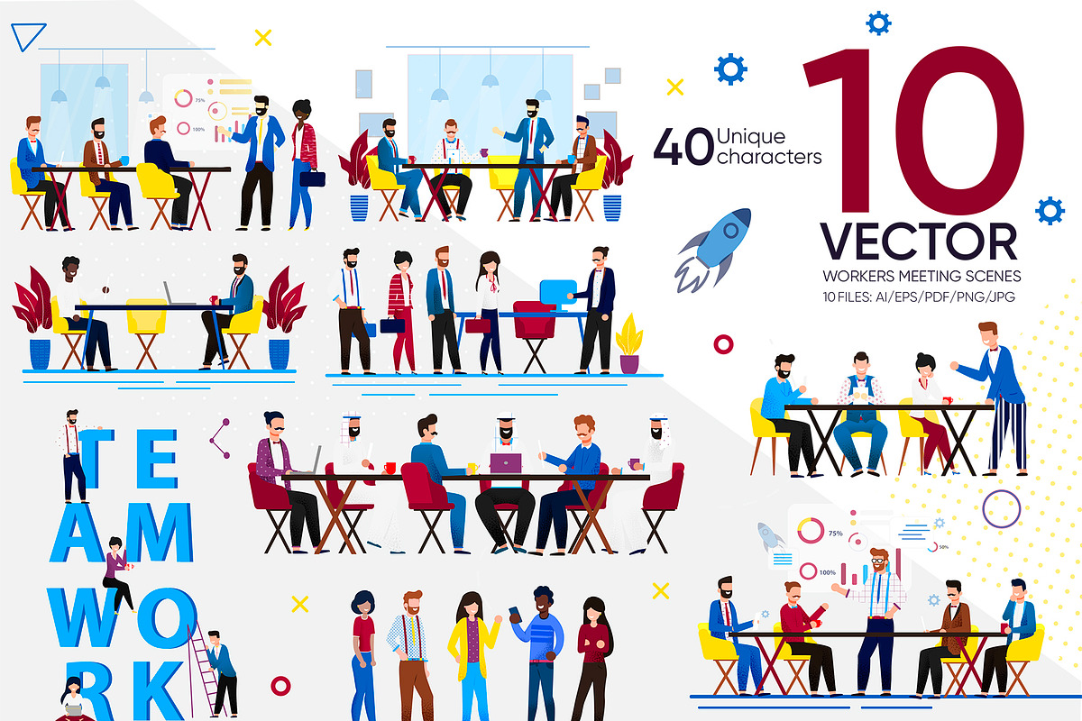 Workers Meeting Vector Scenes, a Landing Page Template by PavelVinnik (Photo 1 of 2)