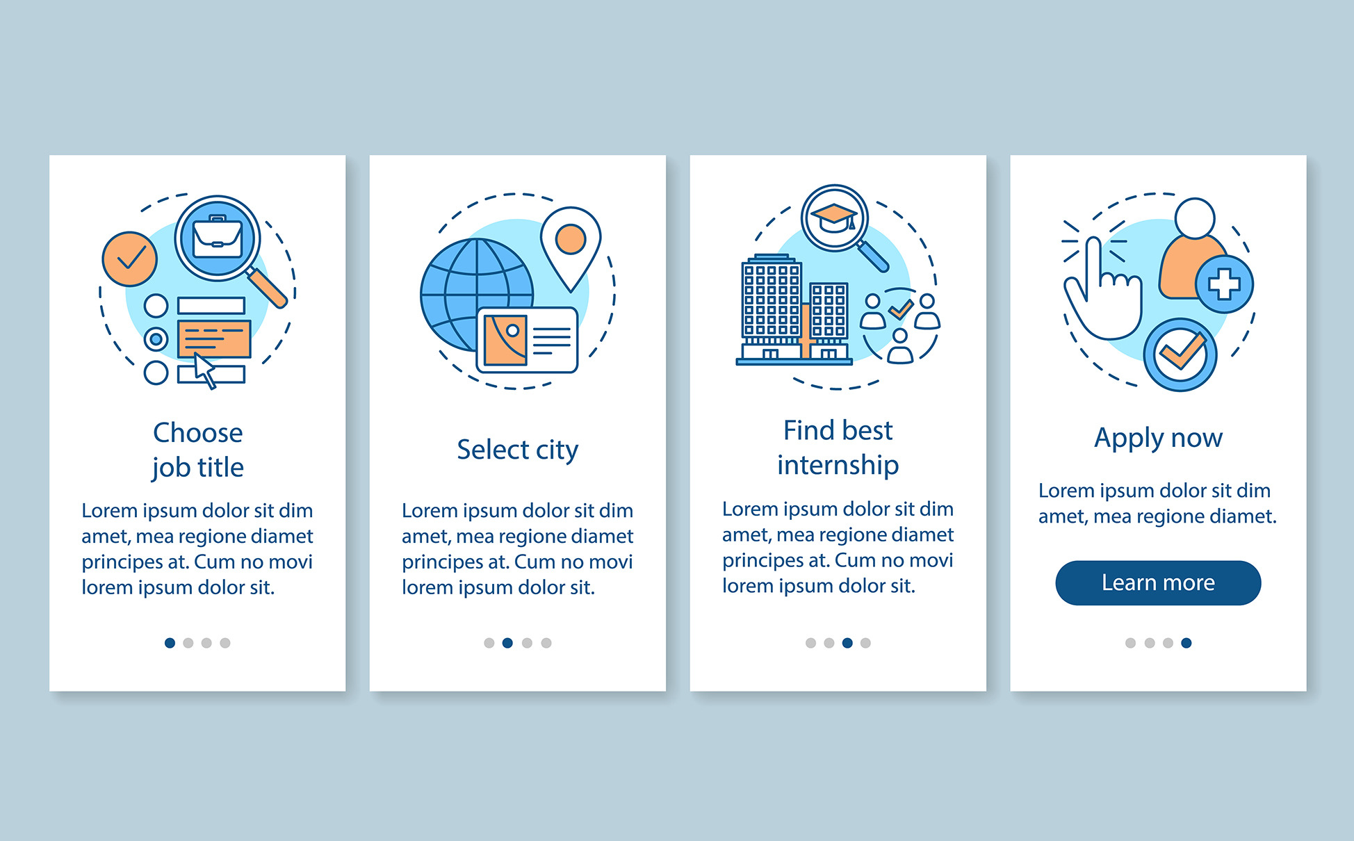 Internship program mobile app pages, a Templates & Theme by IMG Visuals