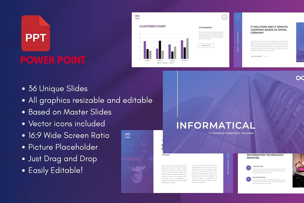 INFORMATICAL IT PowerPoint Template, a Presentation Template by Rizki Herdian (Photo 1 of 5)