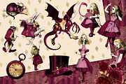Burgundy & Gold Alice Graphics, an Illustration by Digital Curio (Thumbnail 3 of 5)