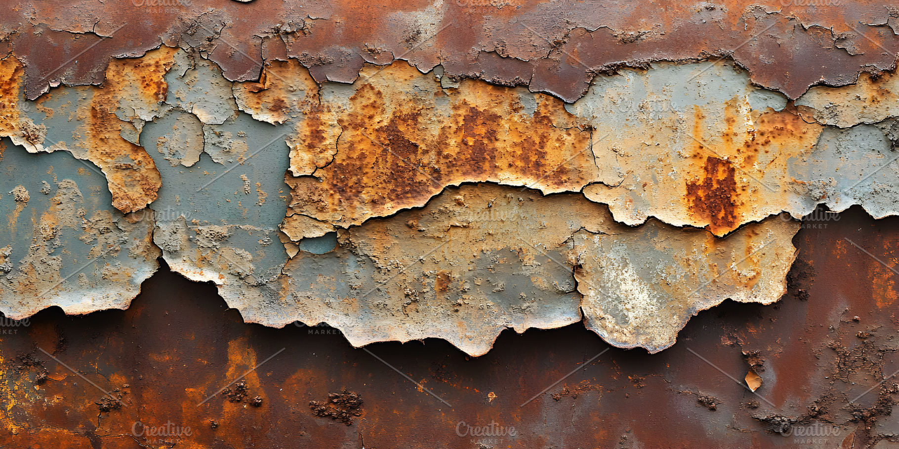 Rusty Peeling Paint on Corroded Metal Wall, Grunge Texture, a Background Photo by Photostock
