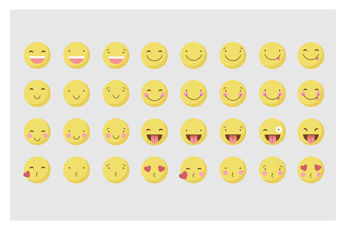 Retro / Hipster Emoticon Icon Set, an Illustration by cloverandcrow (Photo 2 of 4)